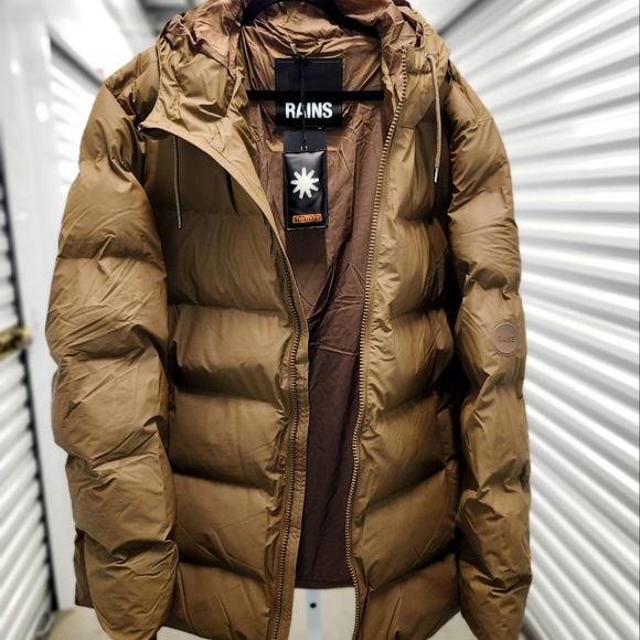 NWT RAINS Puffer Jacket 15060 Wood Brown Waterproof Thermore Insullated XXL Men - Picture 6 of 11
